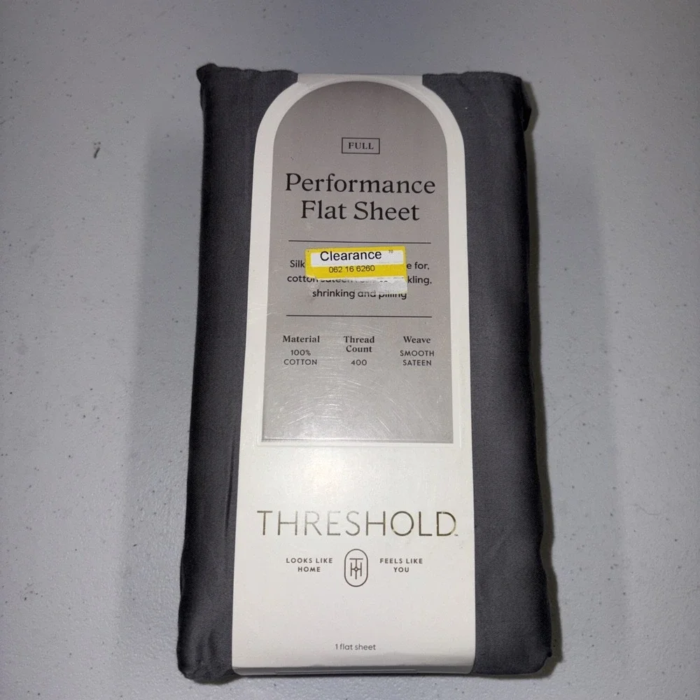 Full 400 Thread Count Performance Flat Sheet Dark Gray - Threshold: Cotton